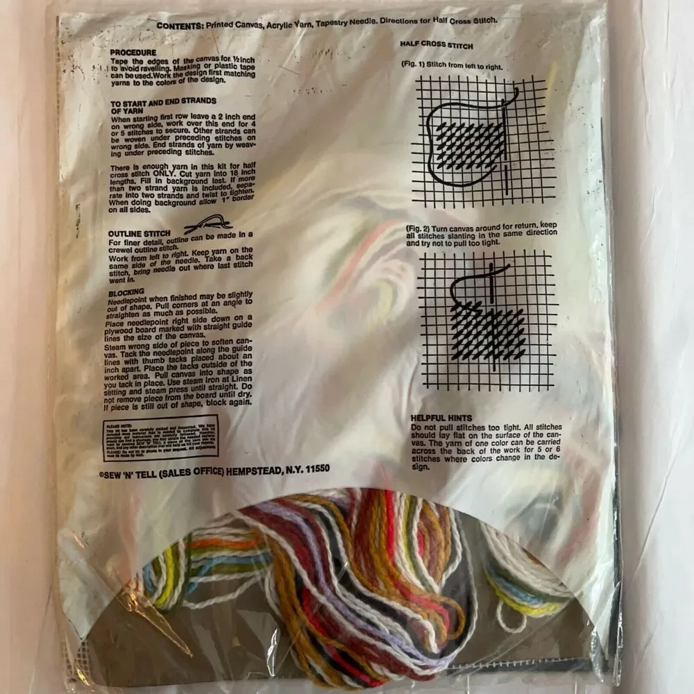 Vintage Sew N Tell Needlepoint Kit NIP Vino Fruit Half Cross Stitch Wine Cooking